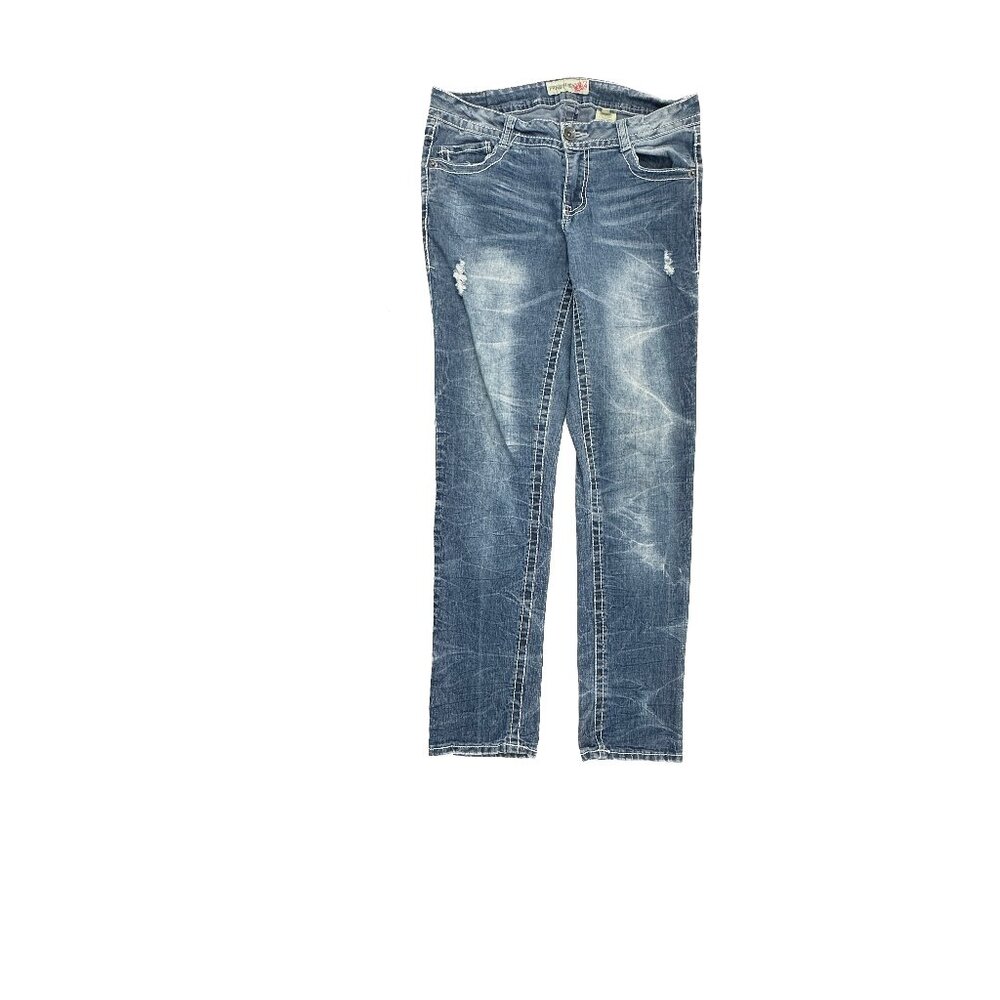 Paris Blues Distressed Skinny Women's‎ size 11 Dark Wash Blue Denim Jeans